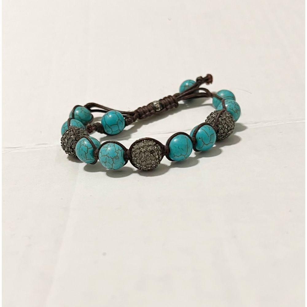 Turquoise and Leather Beaded Bracelet